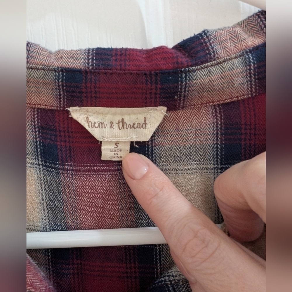 Hem & Thread Plaid Button-Down Top - Picture 3 of 6